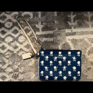 Coach white flowered wristlet